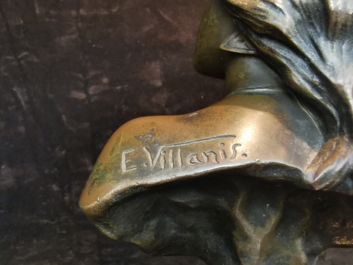 Saïda, Bronze Bust By Emmanuel Villanis (1858-1914)-photo-4