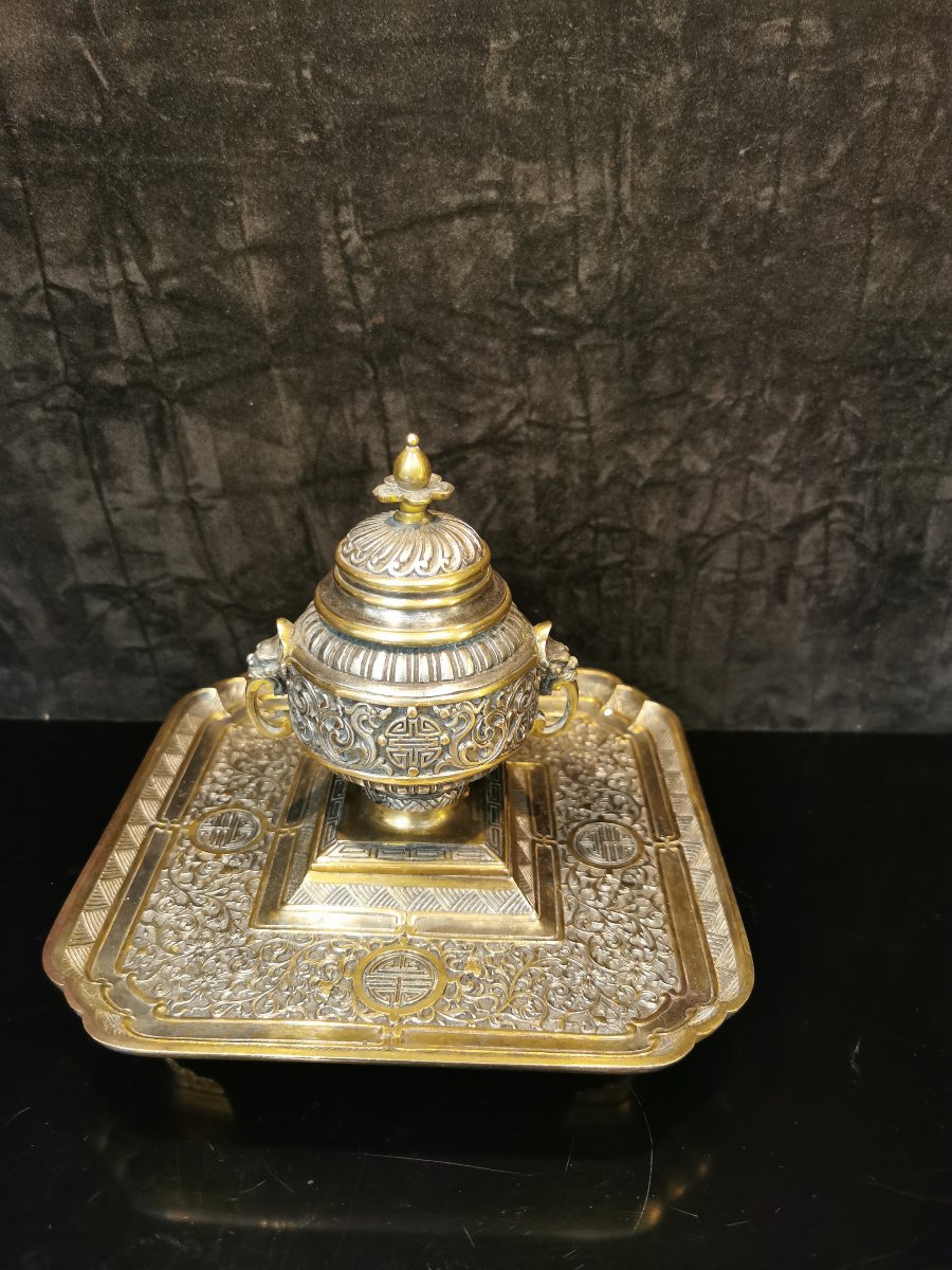 Bronze Inkstand By Armand Point, 19th Century.-photo-2