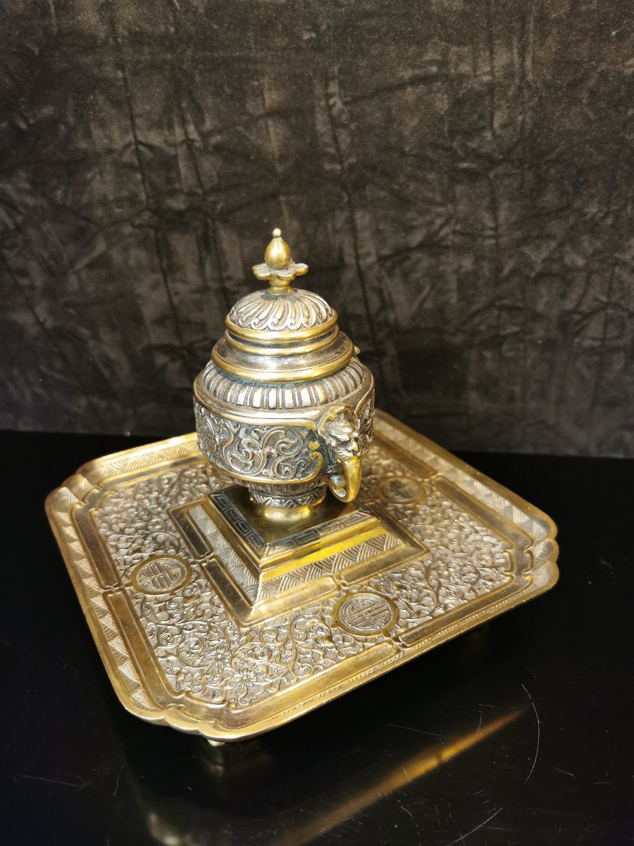 Bronze Inkstand By Armand Point, 19th Century.-photo-3