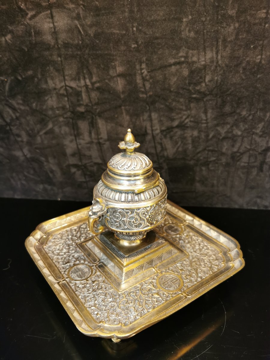Bronze Inkstand By Armand Point, 19th Century.-photo-4