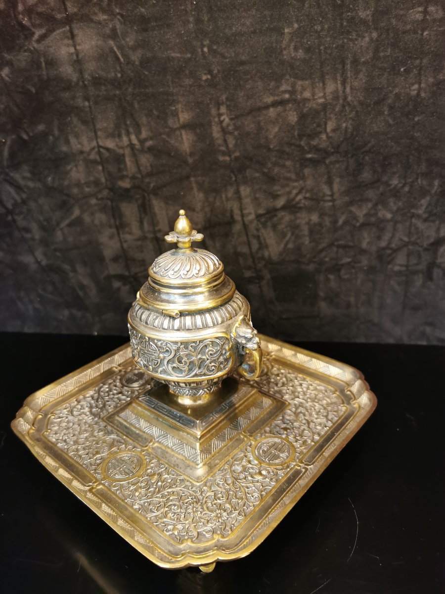 Bronze Inkstand By Armand Point, 19th Century.-photo-1