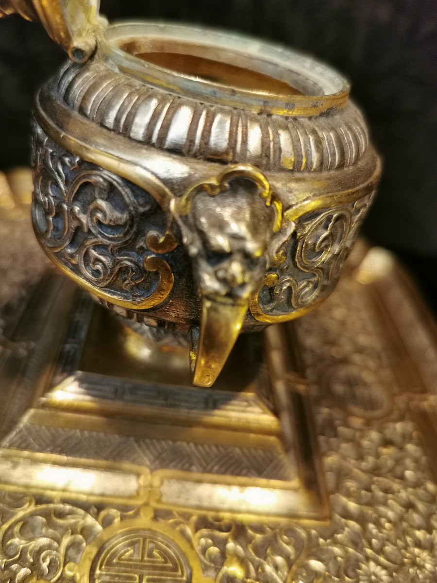 Bronze Inkstand By Armand Point, 19th Century.-photo-3