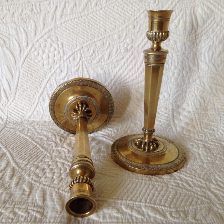 Pair Of Candlestick In Bronze Dore, Restoration Era, Nineteenth-photo-3