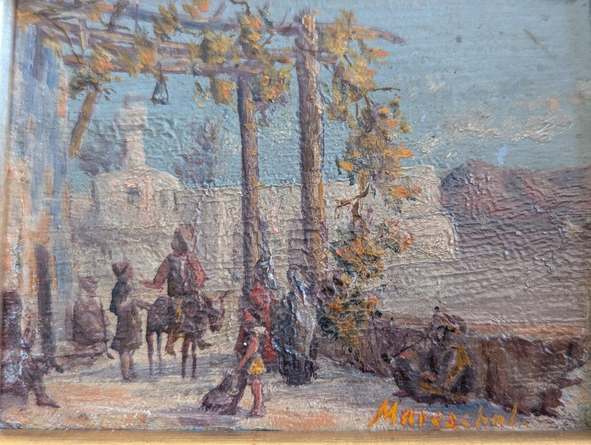 Small Orientalist Painting Signed Mareschal-photo-2