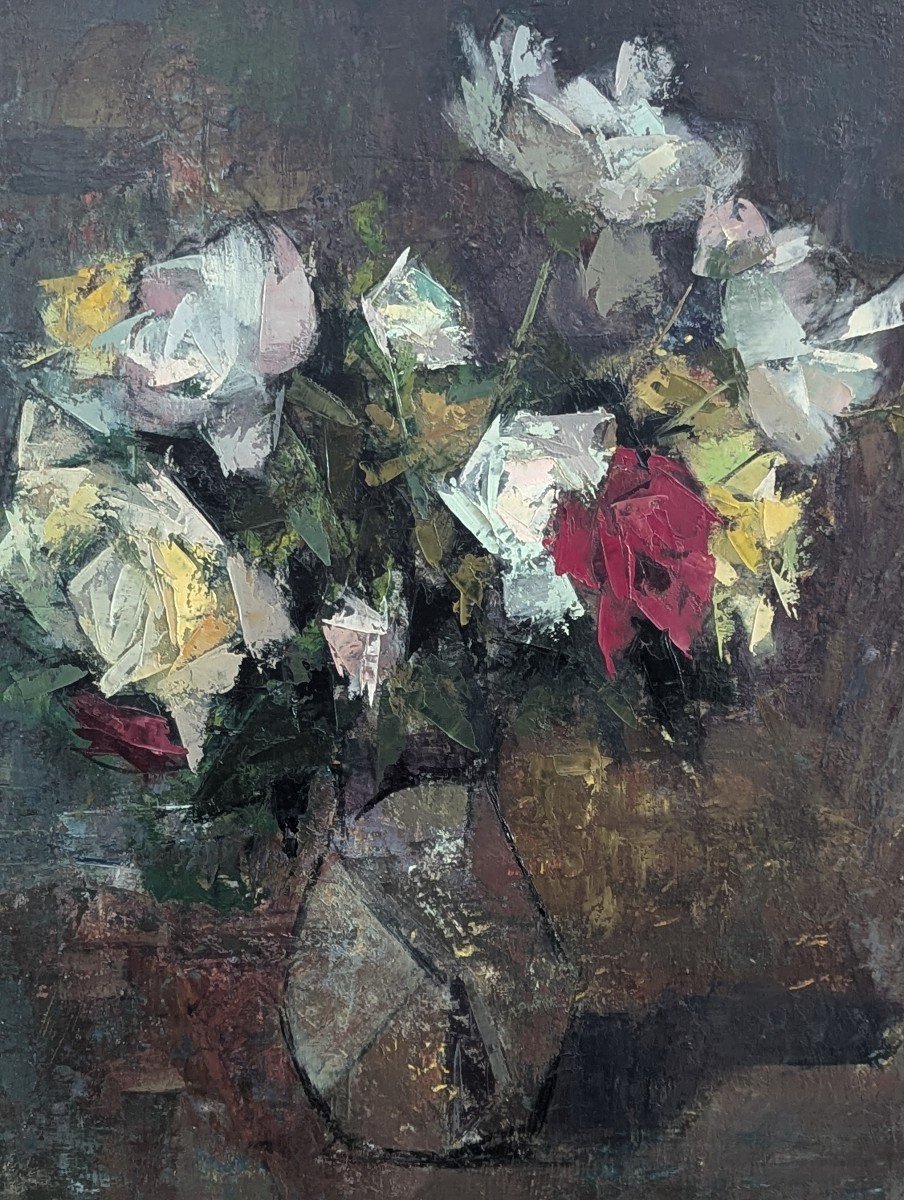 Tableau de Fleurs  attribué à L. C. Dumont Société lyonnaise des Beaux - Arts -photo-3