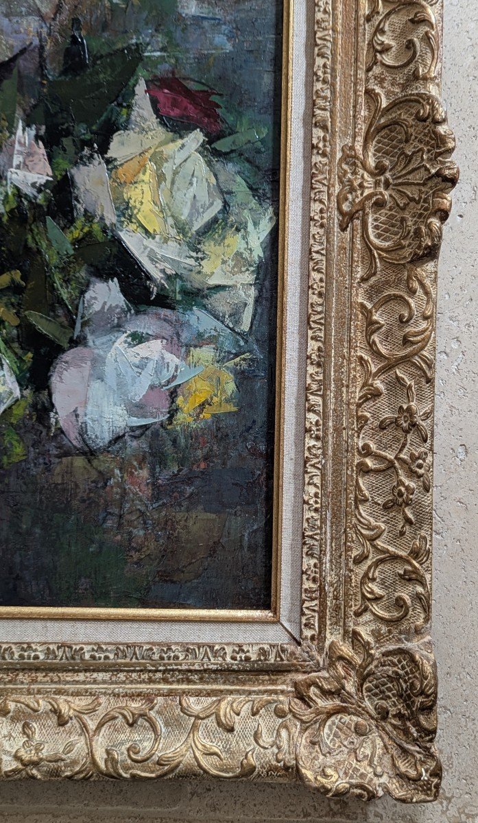 Tableau de Fleurs  attribué à L. C. Dumont Société lyonnaise des Beaux - Arts -photo-8