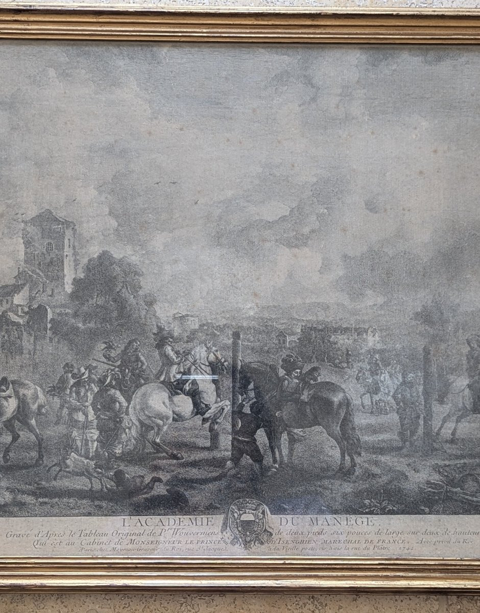 The Academy Of The Riding School After Ph. Wouverman, Engraved By J. Moyreau 1742-photo-1