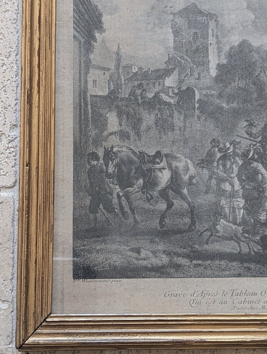 The Academy Of The Riding School After Ph. Wouverman, Engraved By J. Moyreau 1742-photo-7