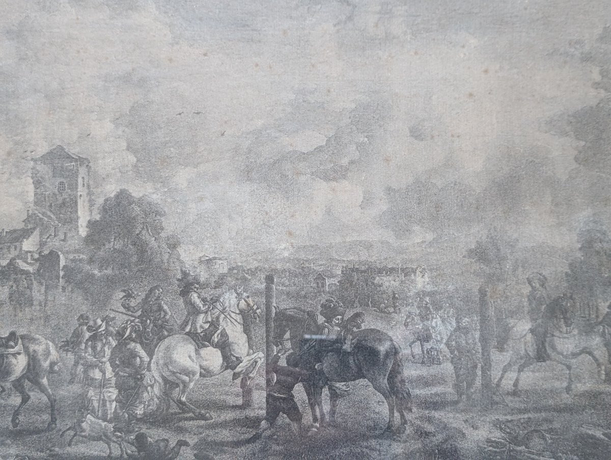 The Academy Of The Riding School After Ph. Wouverman, Engraved By J. Moyreau 1742-photo-8