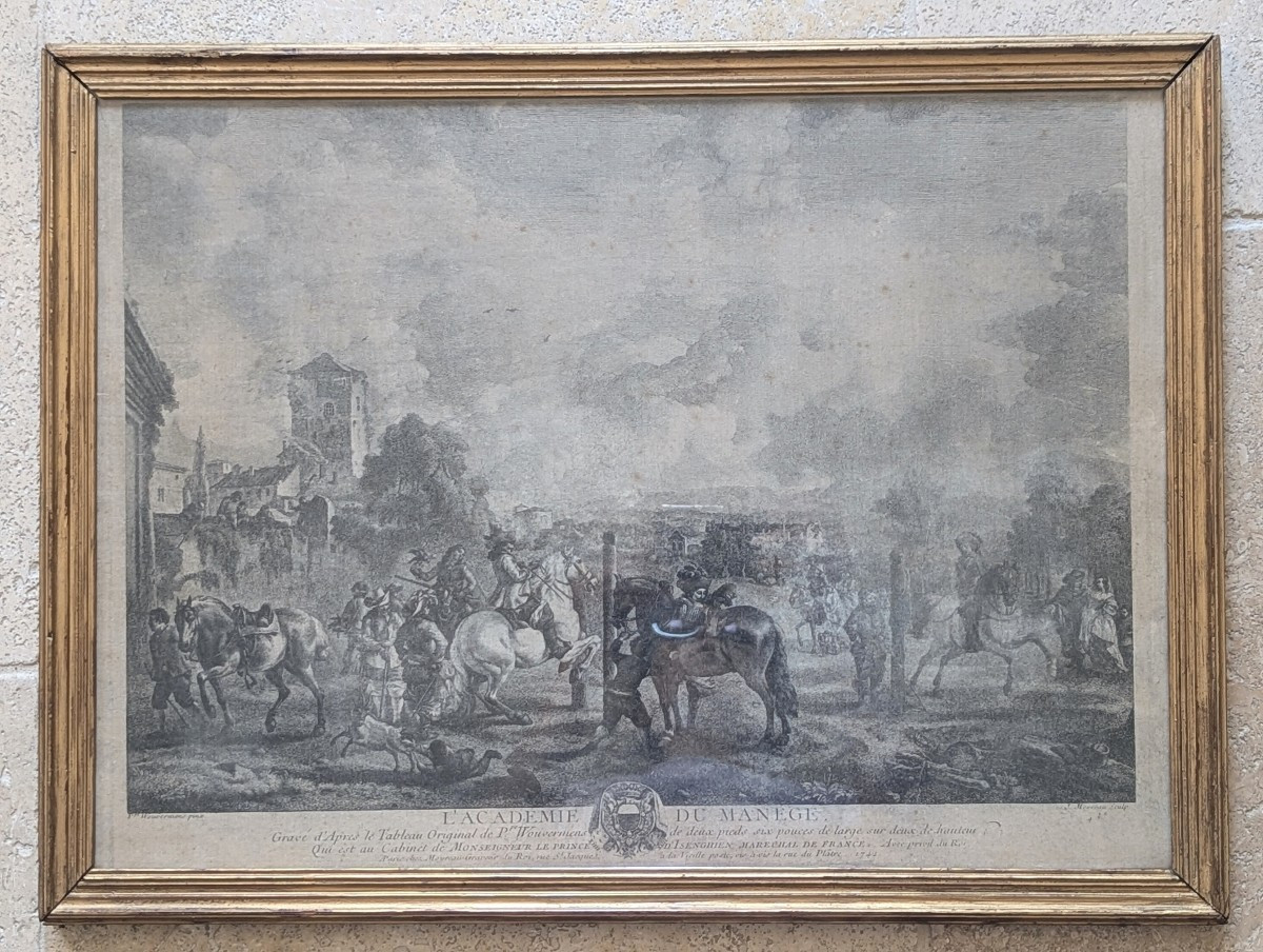 The Academy Of The Riding School After Ph. Wouverman, Engraved By J. Moyreau 1742