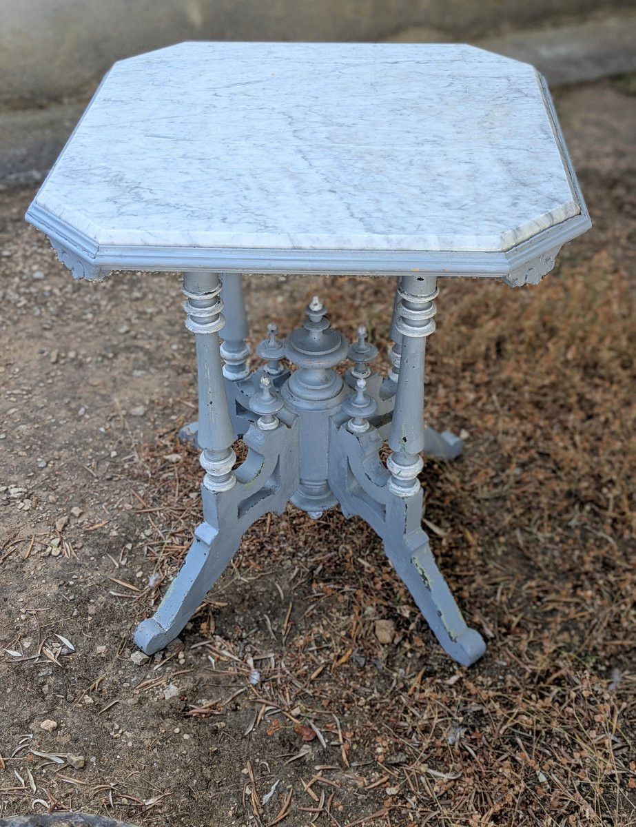 Pedestal Table With Octagonal Marble Top -photo-1