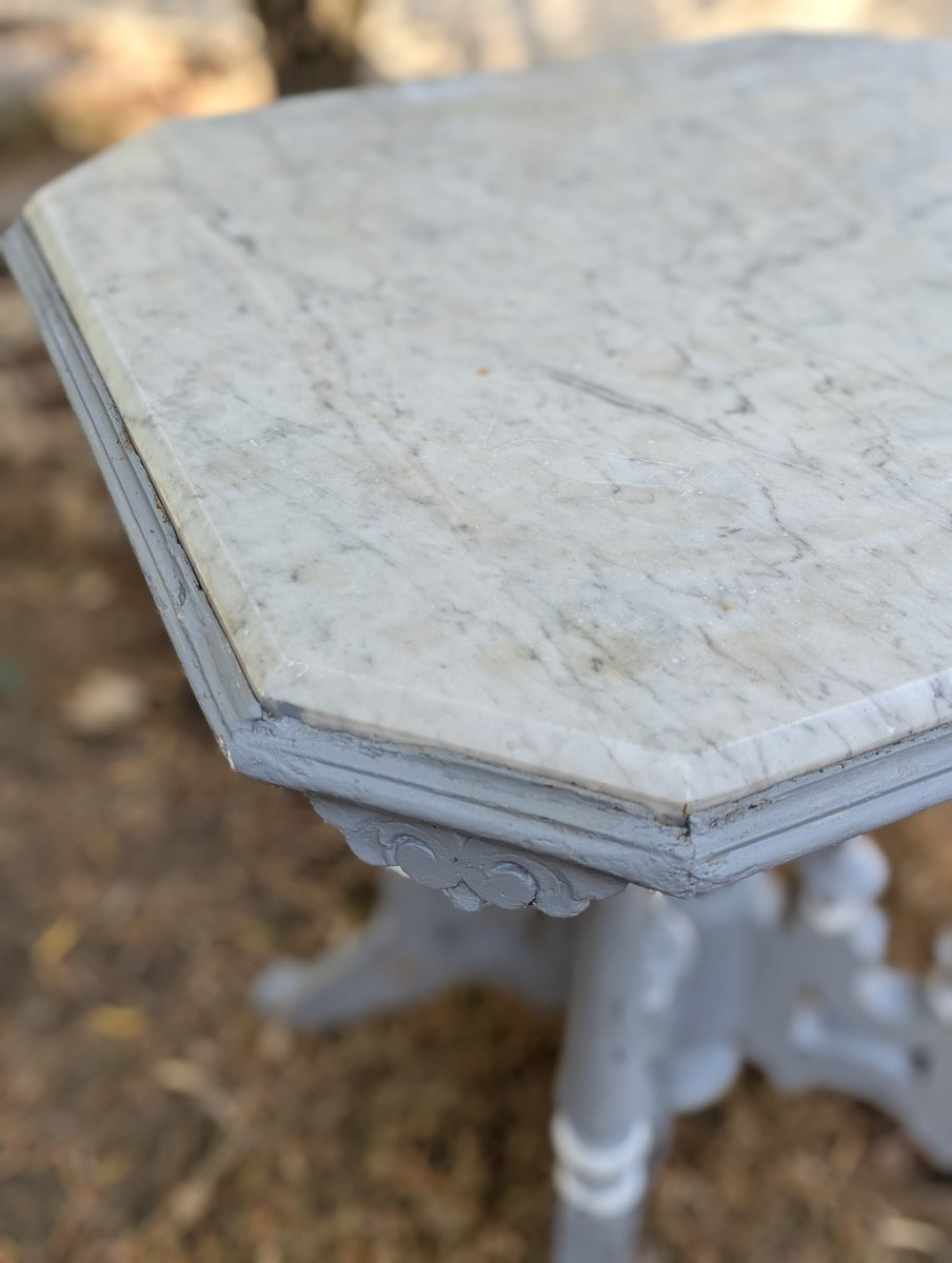 Pedestal Table With Octagonal Marble Top -photo-3