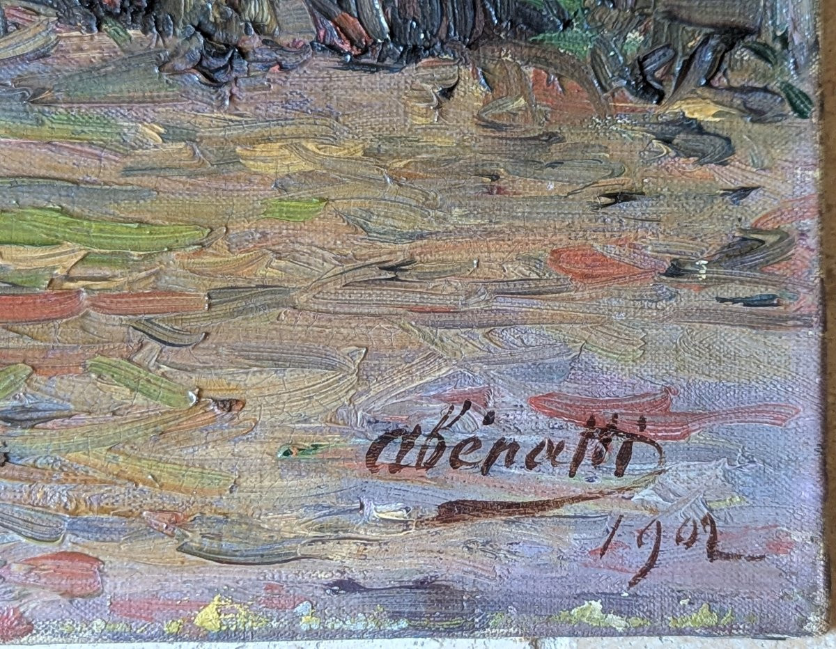 Impressionist Painting Of Fishermen At Sunset-photo-2