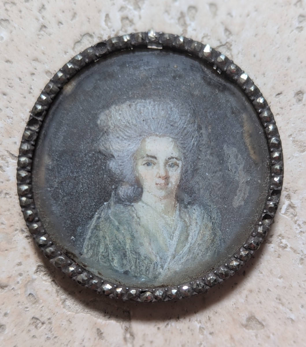 Miniature, Painting, Portrait Of A Woman Of 18th Century Quality 