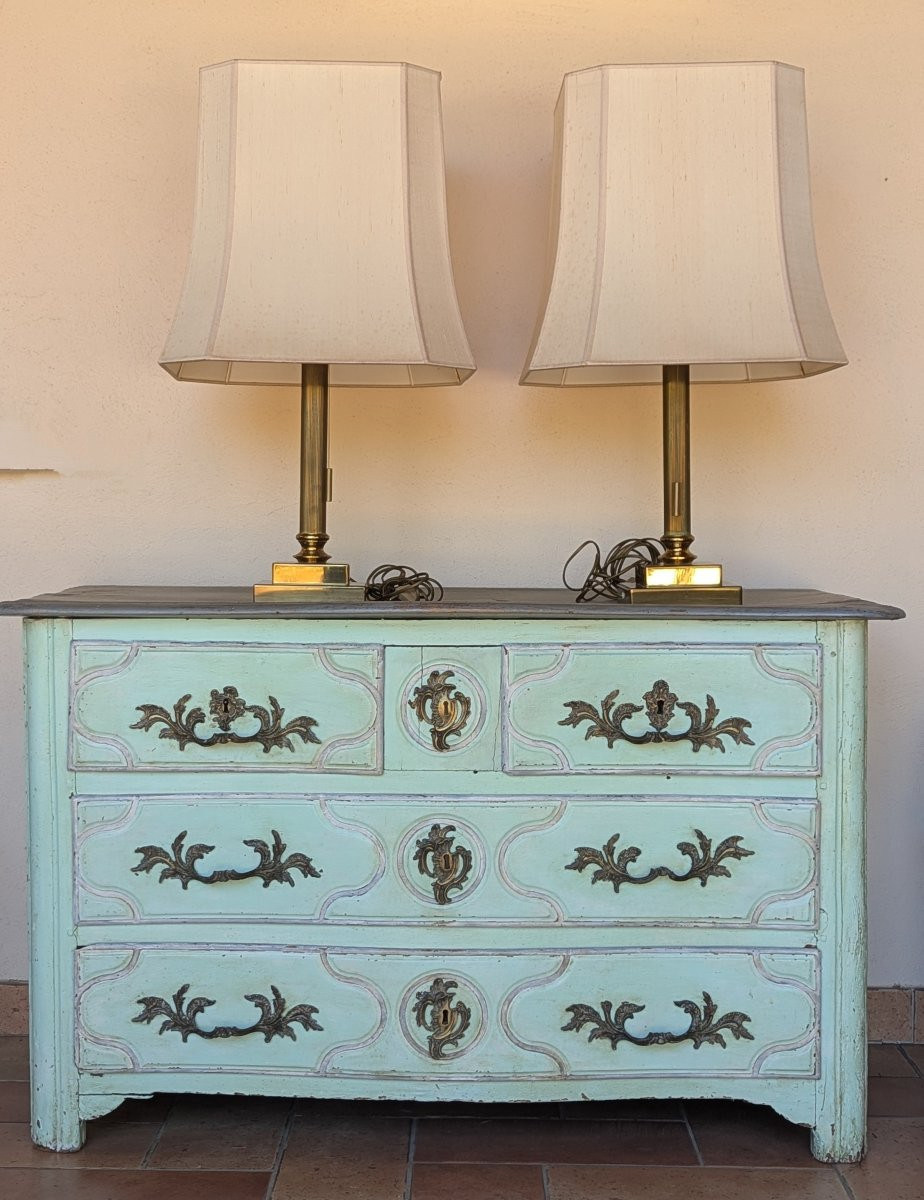 Pair Of Brass Column Lamps -photo-1