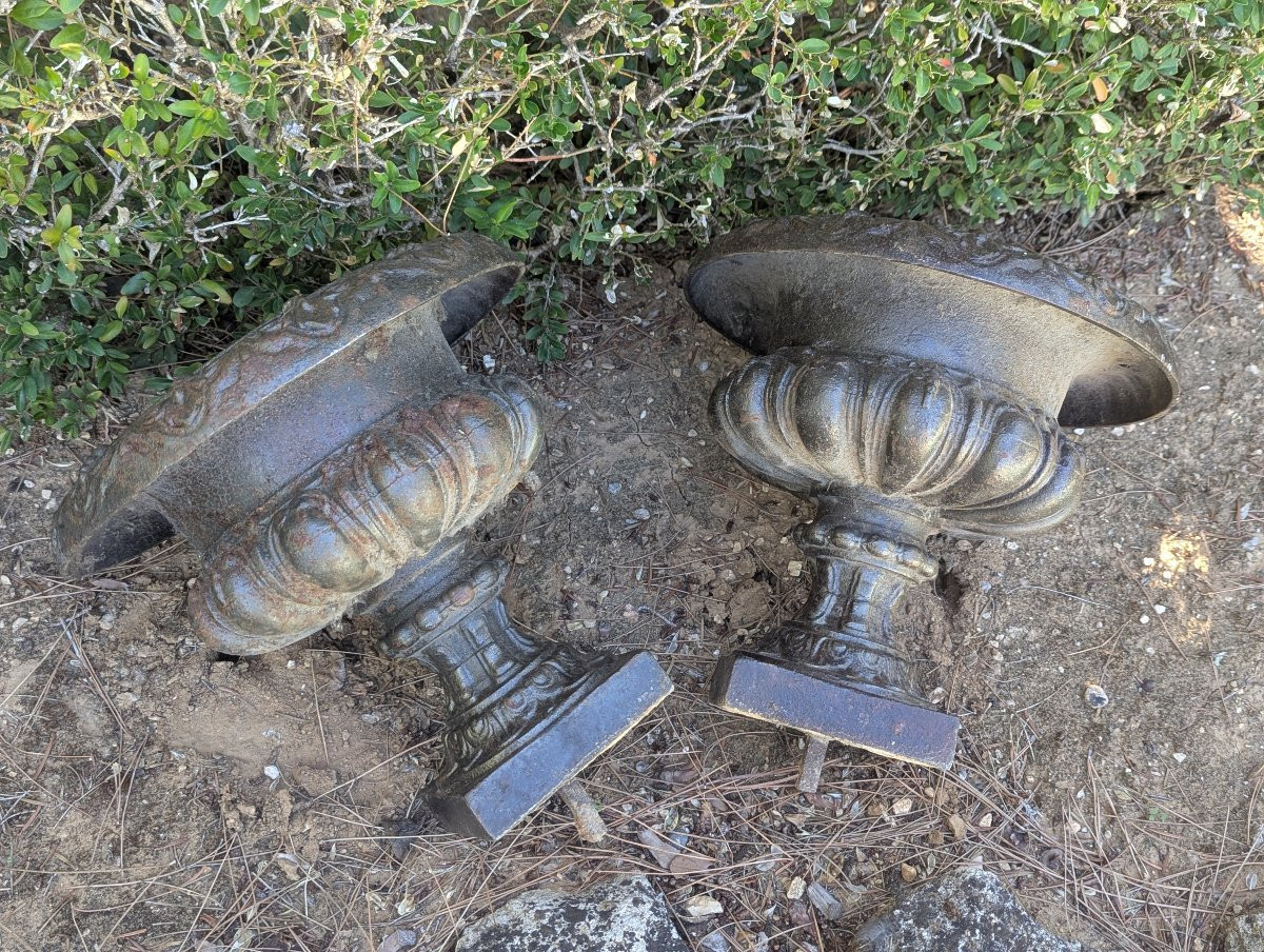 Deux vasques de jardin en fonte de fer-photo-2