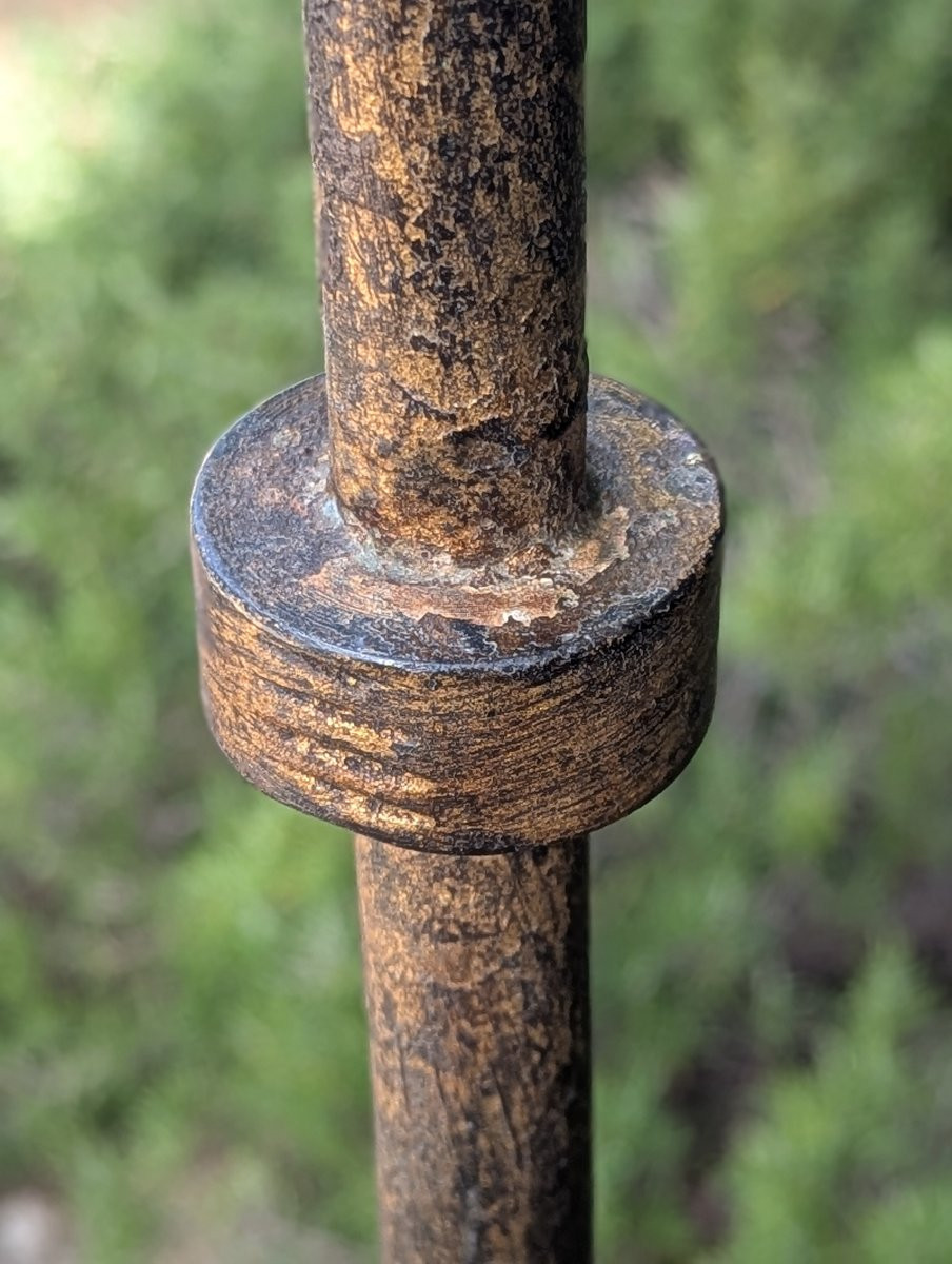 Hammered Tripod Candlestick In Gilded Patinated Wrought Iron -photo-2