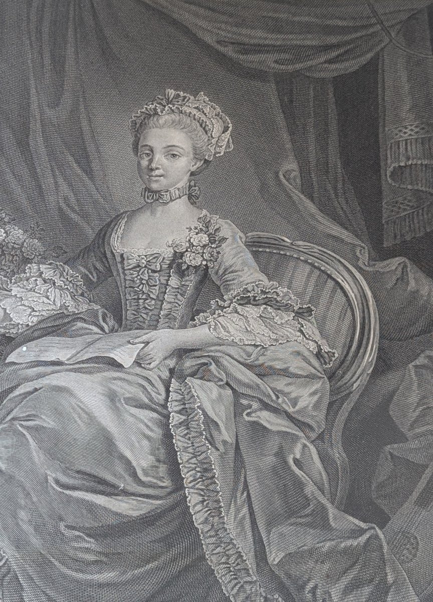 L' Amour des fleurs grande gravure encadrée XVIII ème siècle d'après Le Prince-photo-4
