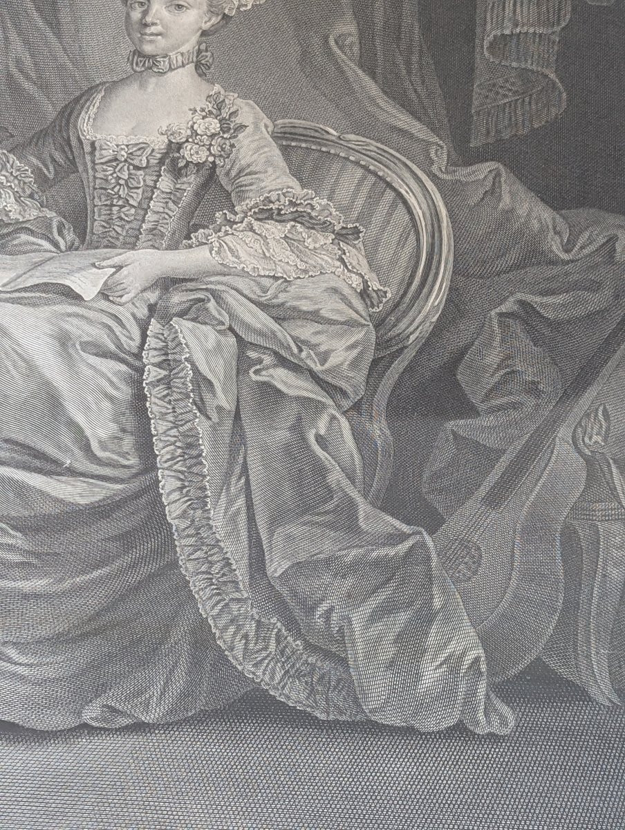 L' Amour des fleurs grande gravure encadrée XVIII ème siècle d'après Le Prince-photo-7