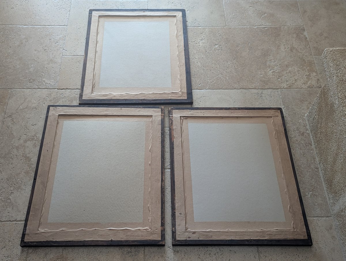 Three English Watercolor Engravings Framed Under Glass, 18th Century -photo-1