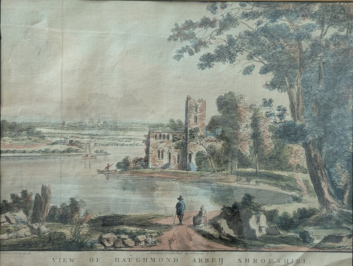 Three English Watercolor Engravings Framed Under Glass, 18th Century -photo-2