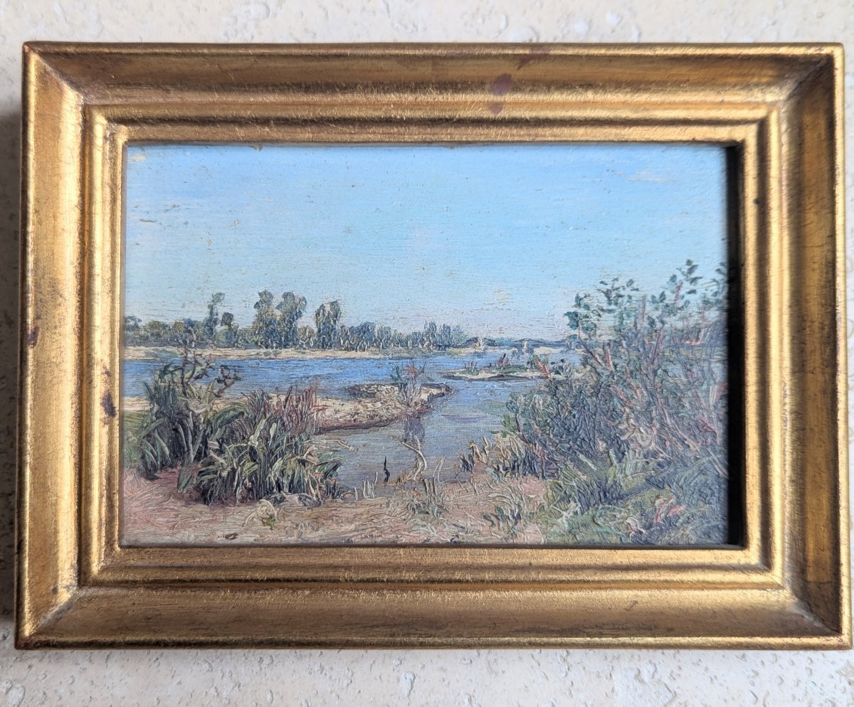Cosne-cours-sur-loire Painting, Oil On Panel, Framed, Attributed To Charles Bousquet -photo-2