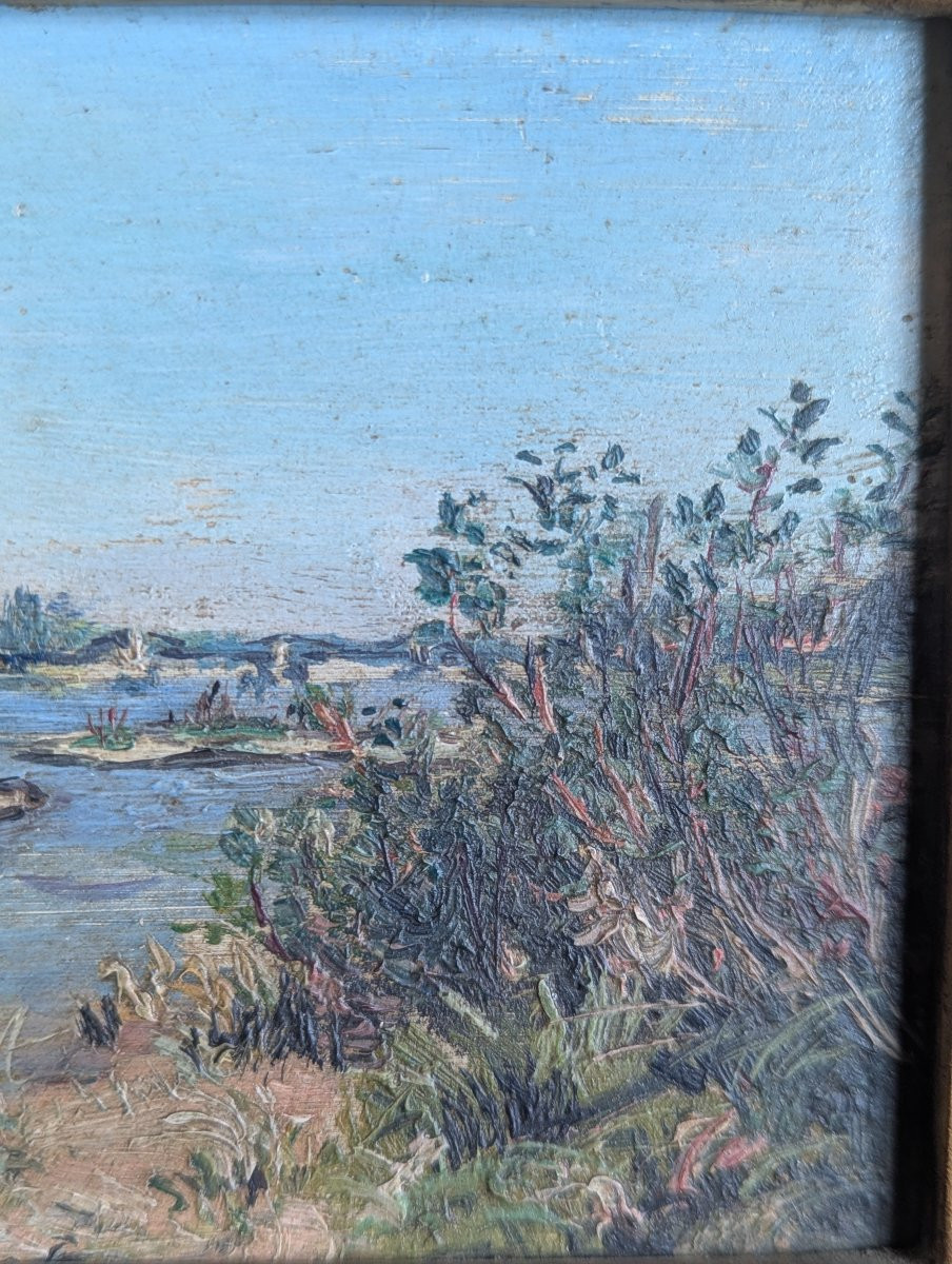 Cosne-cours-sur-loire Painting, Oil On Panel, Framed, Attributed To Charles Bousquet -photo-4