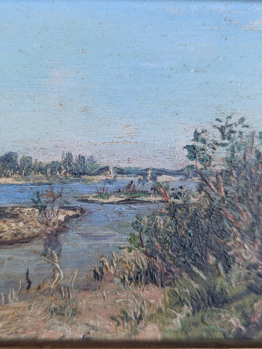 Cosne-cours-sur-loire Painting, Oil On Panel, Framed, Attributed To Charles Bousquet -photo-4