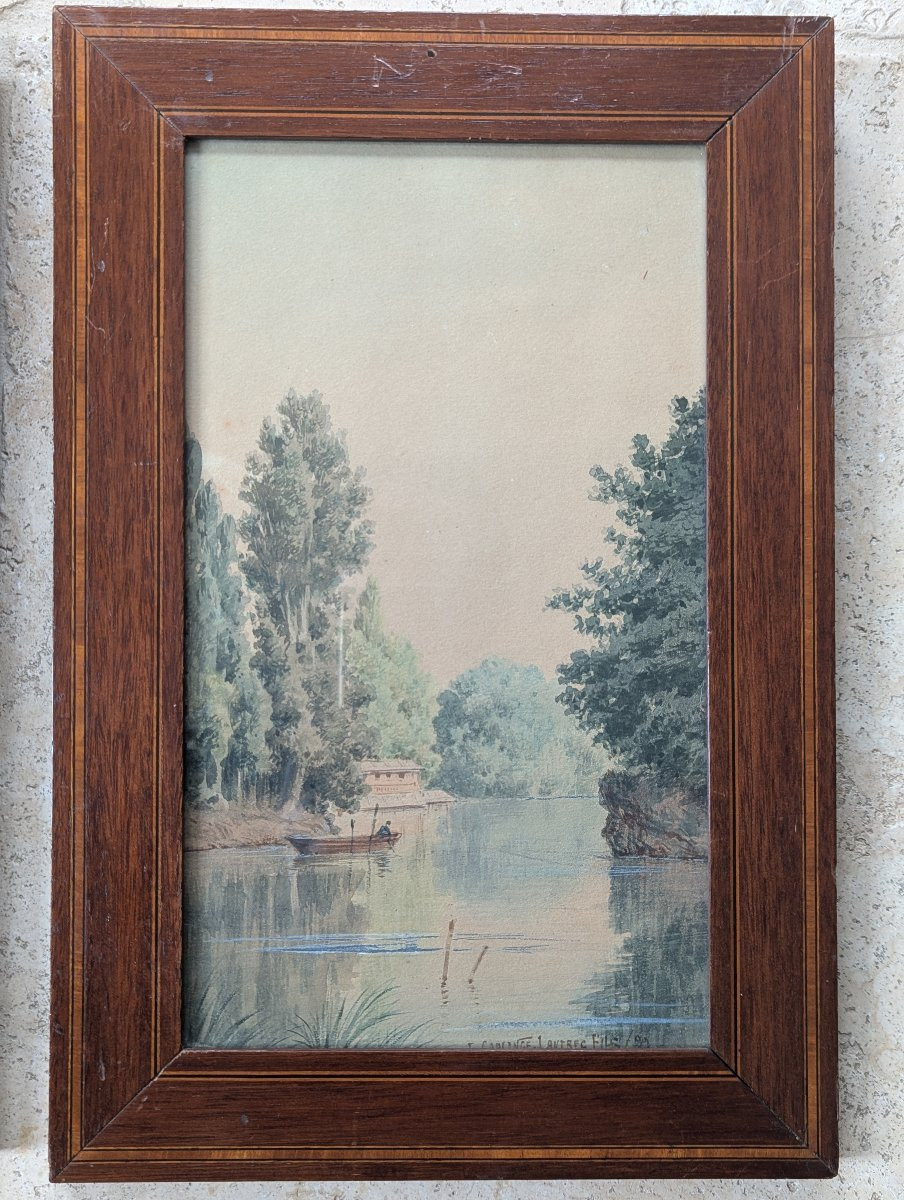 Deux aquarelles, encadrées sous verre, signées Jules Coulange Lautrec -photo-3