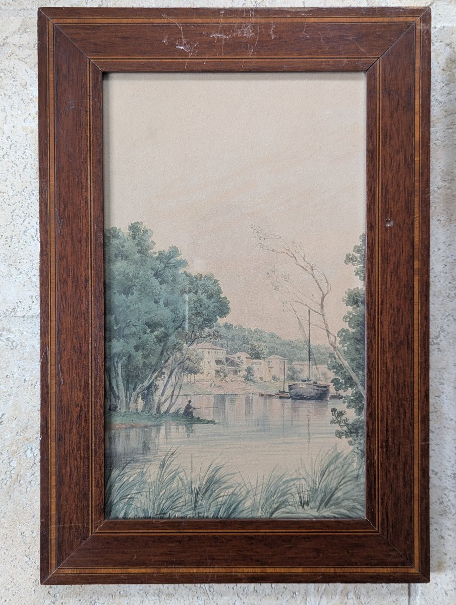 Deux aquarelles, encadrées sous verre, signées Jules Coulange Lautrec -photo-4