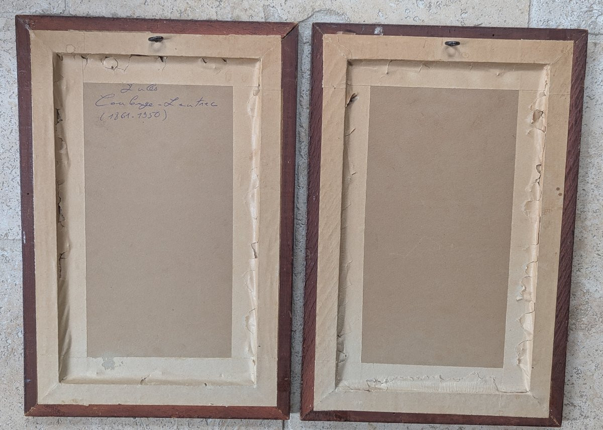 Deux aquarelles, encadrées sous verre, signées Jules Coulange Lautrec -photo-6