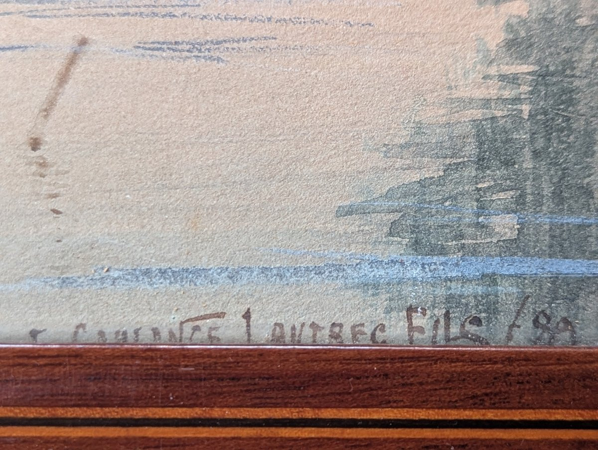 Deux aquarelles, encadrées sous verre, signées Jules Coulange Lautrec -photo-7