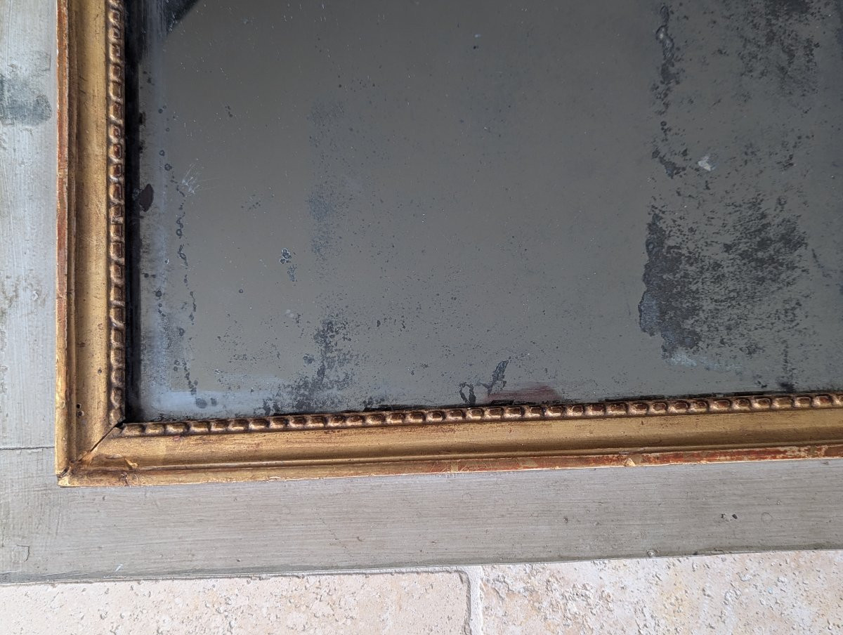 Small Louis XVI Wood-framed Trumeau Mirror With Mercury Glass -photo-4