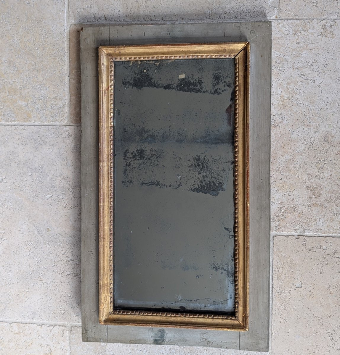 Small Louis XVI Wood-framed Trumeau Mirror With Mercury Glass -photo-2