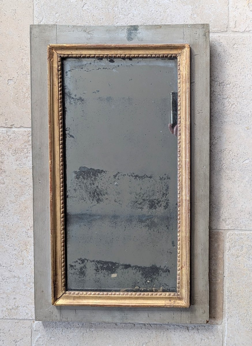 Small Louis XVI Wood-framed Trumeau Mirror With Mercury Glass -photo-3