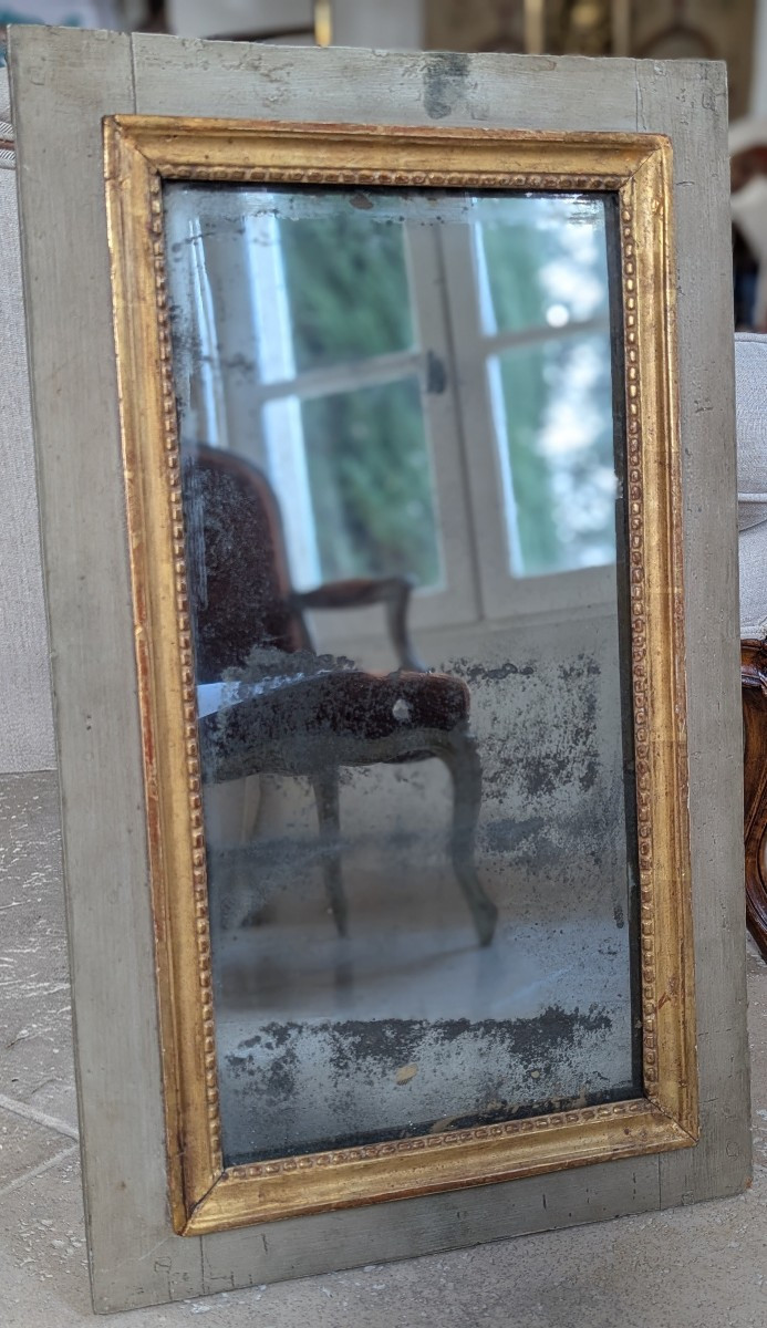 Small Louis XVI Wood-framed Trumeau Mirror With Mercury Glass 