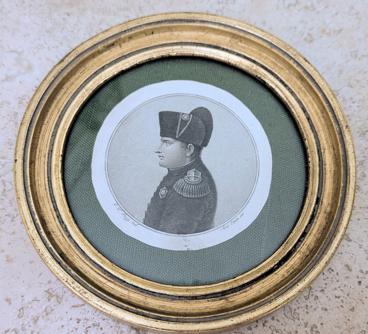 Napoléon Bonaparte portrait de L.V. Pozzi Aquatinte Physionotrace  