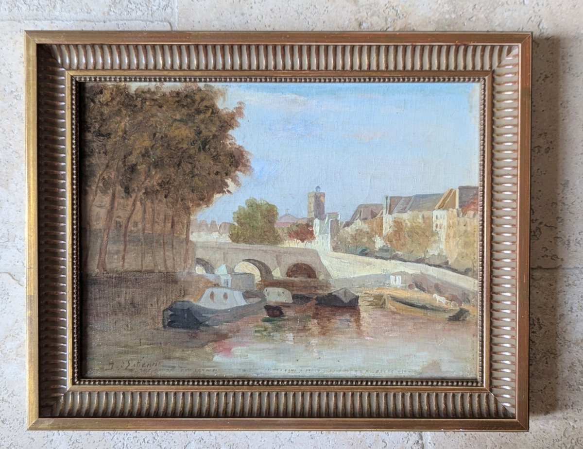 Estienne (henry D') Paris, Quais De Seine Signed Painting, Framed -photo-4