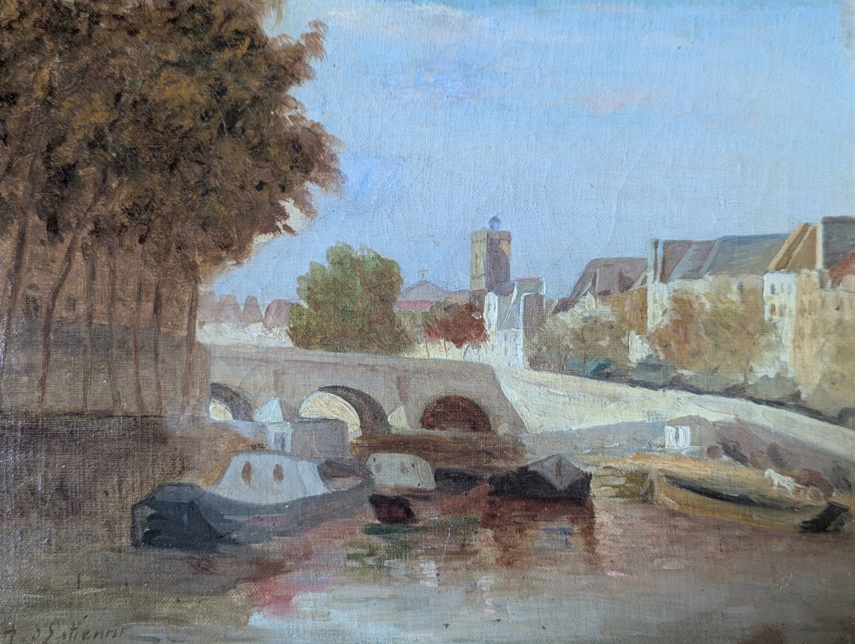 Estienne (henry D') Paris, Quais De Seine Signed Painting, Framed -photo-6