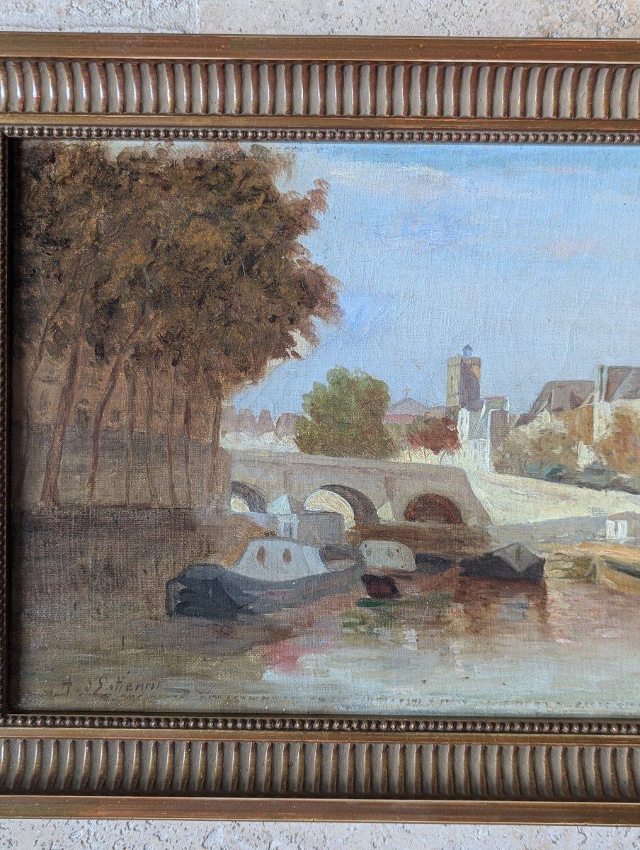 Estienne (henry D') Paris, Quais De Seine Signed Painting, Framed -photo-7