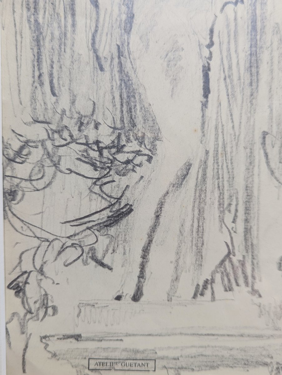 Gustave Guétant Etude de femme dessin encadré sous verre-photo-5
