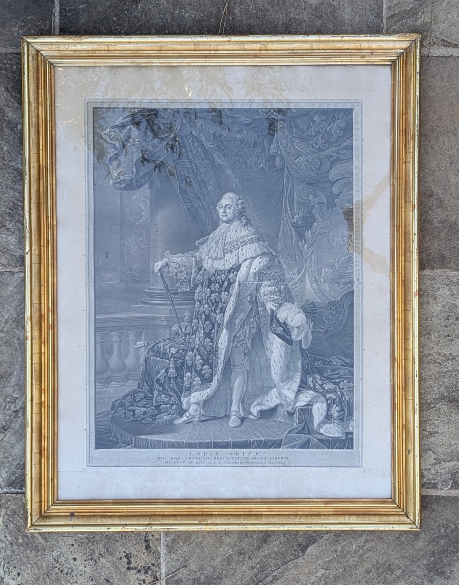 Charles Clément Bervic grande gravure portrait de Louis XVI d'ap. Antoine Callet-photo-2
