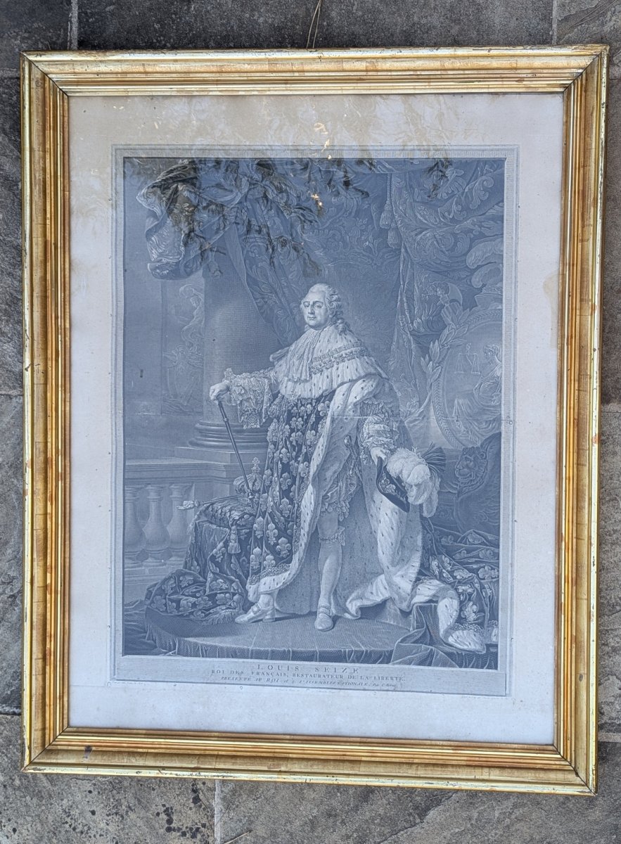 Charles Clément Bervic grande gravure portrait de Louis XVI d'ap. Antoine Callet-photo-4