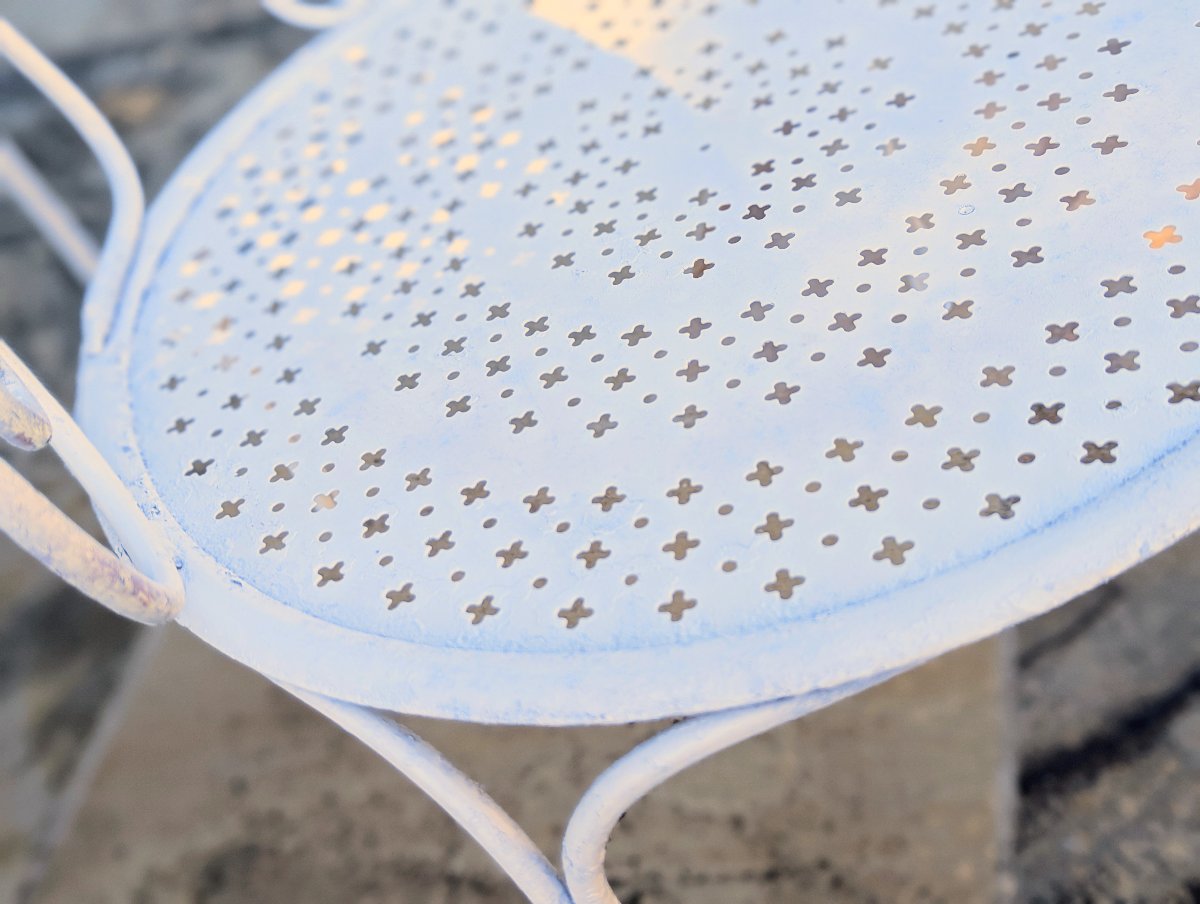 Iron Patio Set: One Table, Two Armchairs, Two Chairs -photo-2