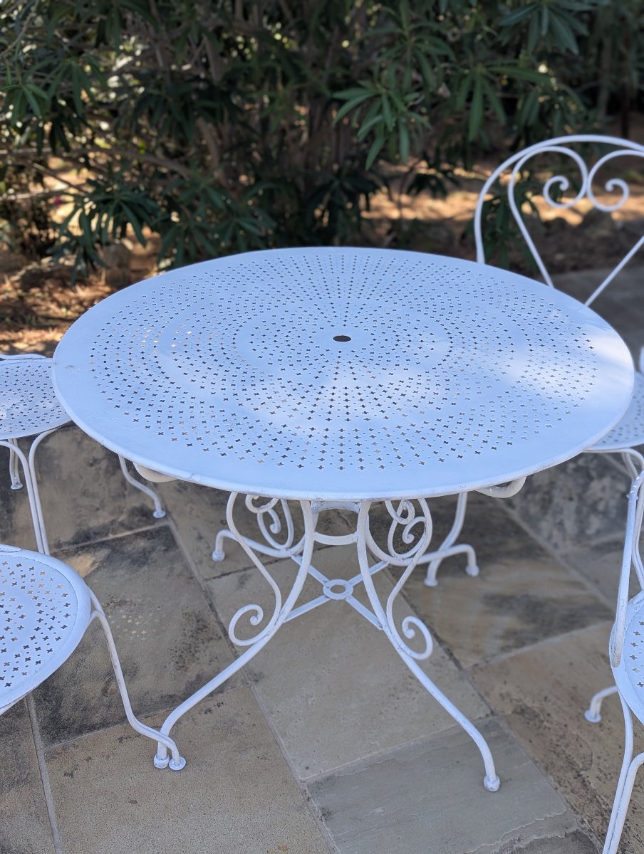Iron Patio Set: One Table, Two Armchairs, Two Chairs -photo-3
