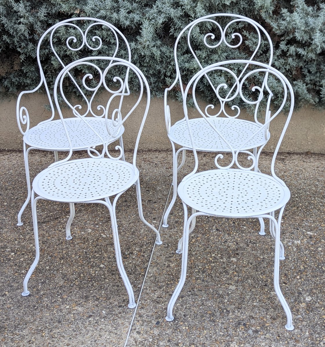 Iron Patio Set: One Table, Two Armchairs, Two Chairs -photo-3