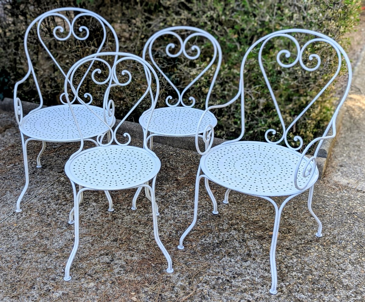 Iron Patio Set: One Table, Two Armchairs, Two Chairs -photo-4