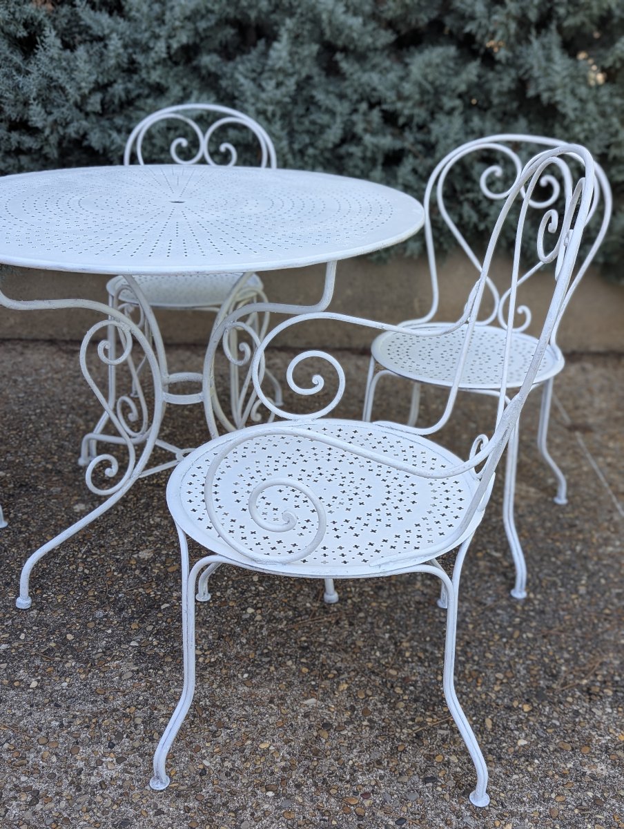 Iron Patio Set: One Table, Two Armchairs, Two Chairs -photo-5