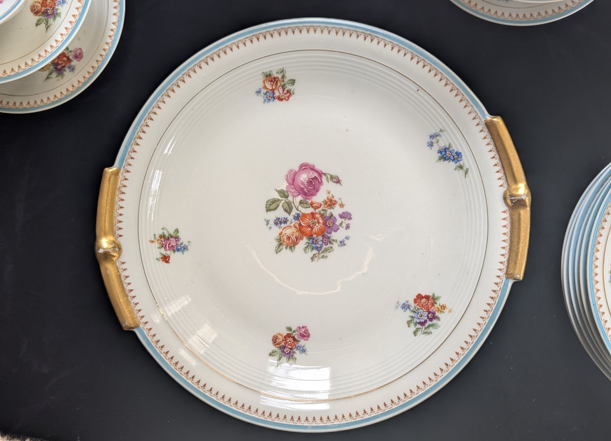 Large Tea Set (40 Pieces) By Giraud &amp;amp; Brousseau, Limoges, France-photo-4
