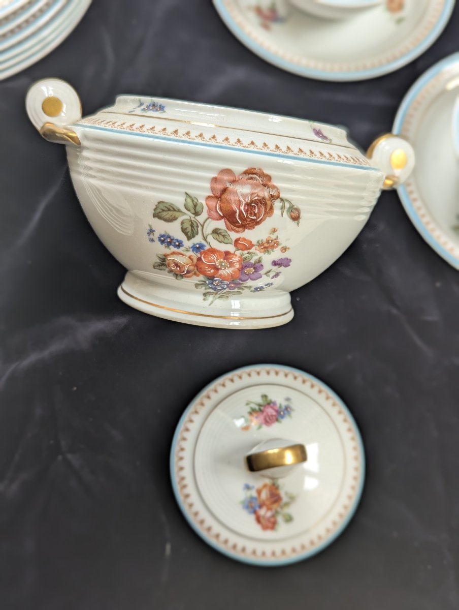 Large Tea Set (40 Pieces) By Giraud &amp;amp; Brousseau, Limoges, France-photo-5